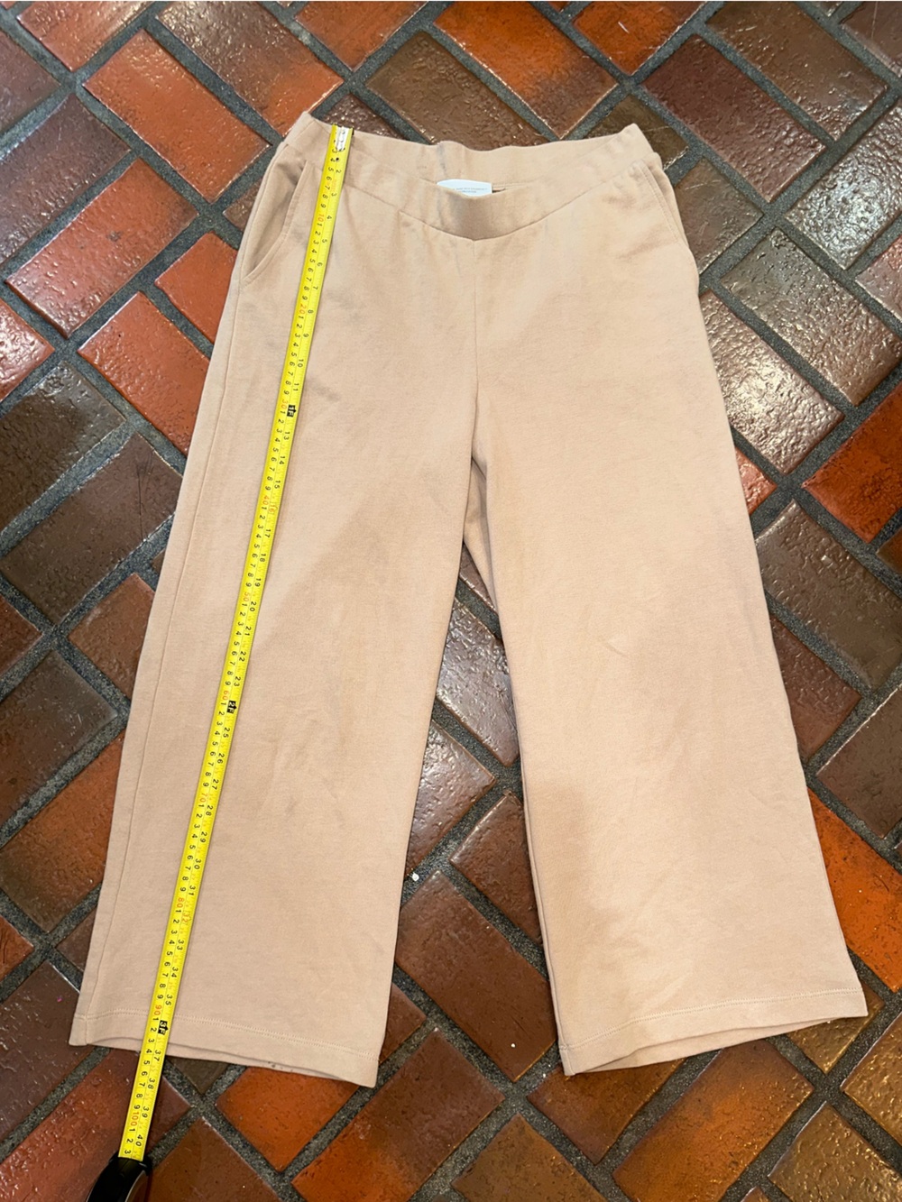 Wide Leg Women's Pants in Light Beige - Size S Organically Grown Cotton